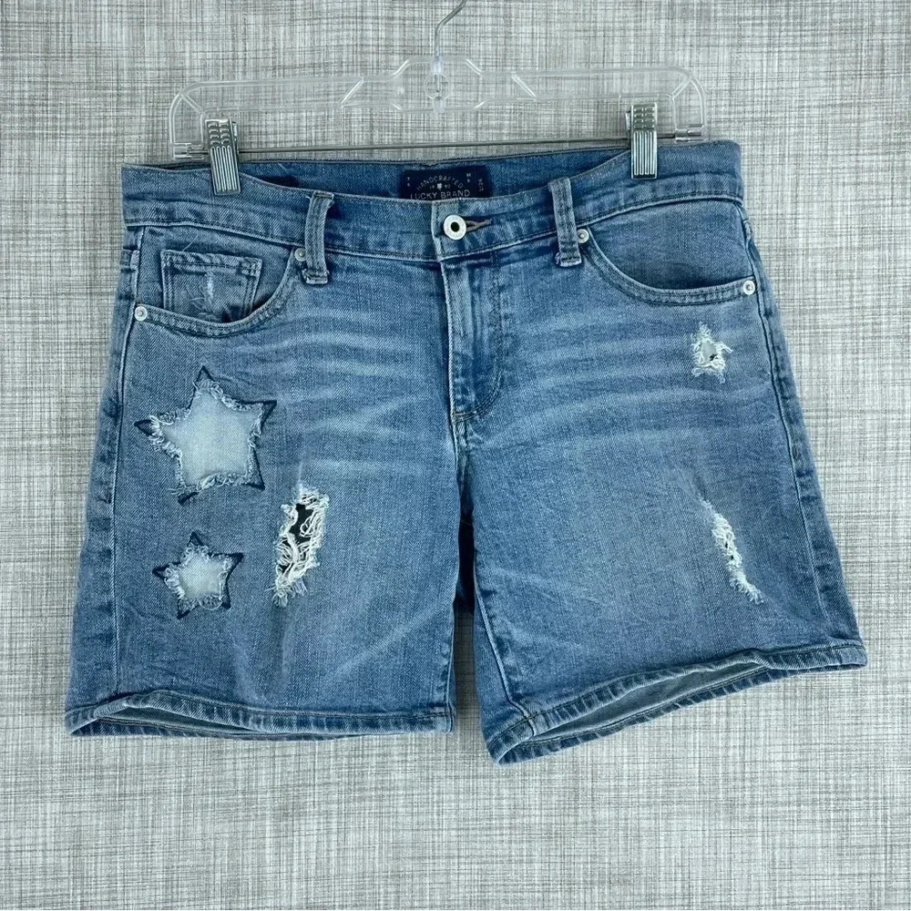 Lucky Brand jean Shorts Womens Size 2 Distressed Blue 1408